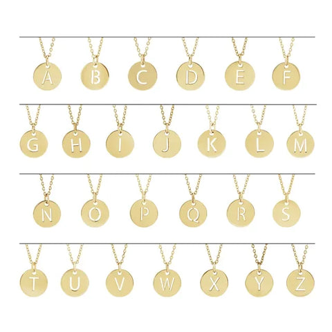 Initial Block Letter Necklace- 14K Yellow Gold