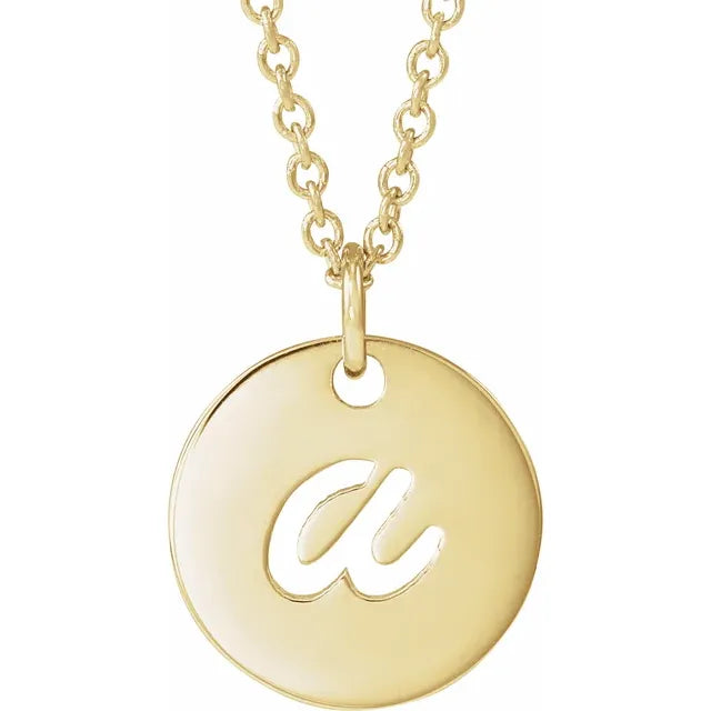 Initial Script Necklace- 14K Yellow Gold – Luxe Gemmes