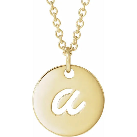 Initial Script Necklace- 14K Yellow Gold