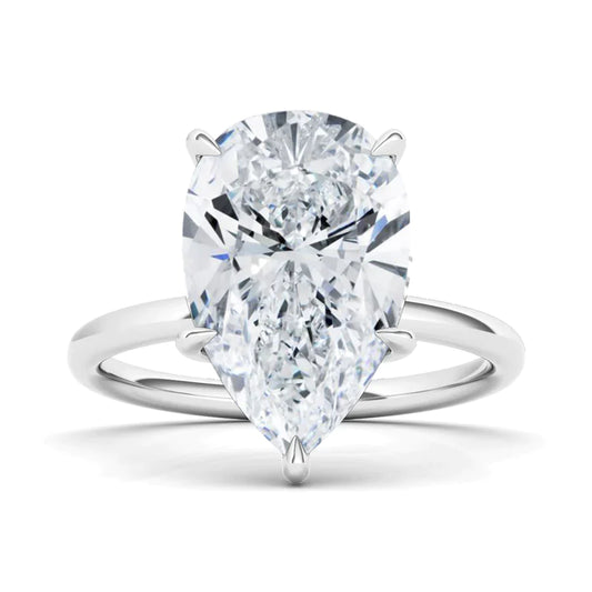 Lab Diamond Pear Solitaire with Hidden Halo