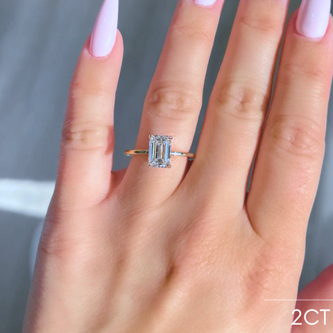 Emerald Solitaire with Hidden Halo