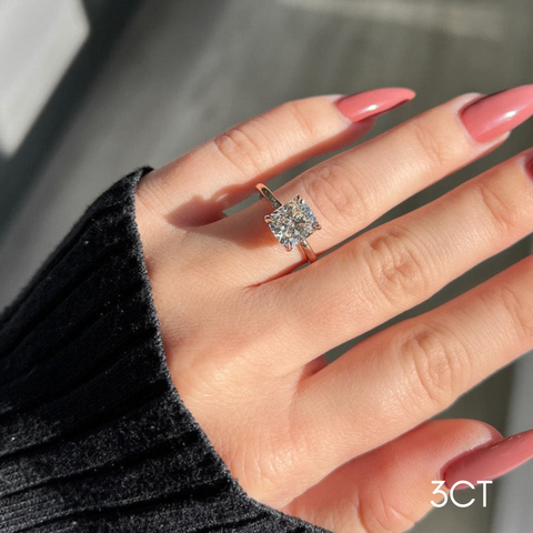 Cushion Solitaire with Hidden Halo