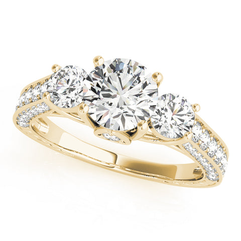 Round 3 Stone with Triple Pave Band