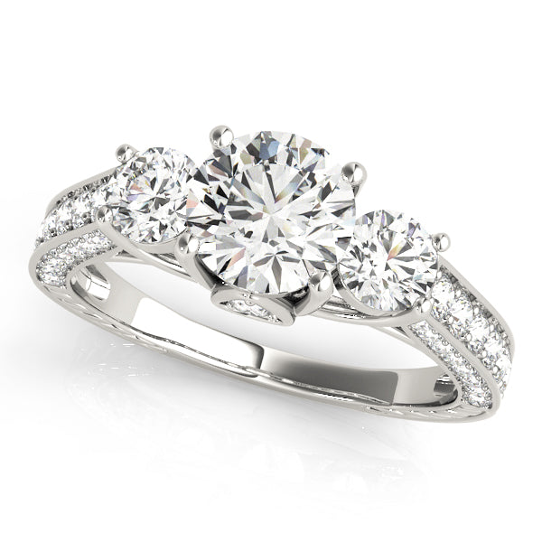 Round 3 Stone with Triple Pave Band