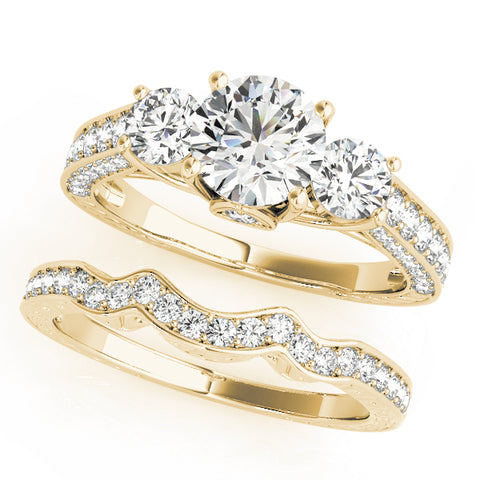 Round 3 Stone with Triple Pave Band