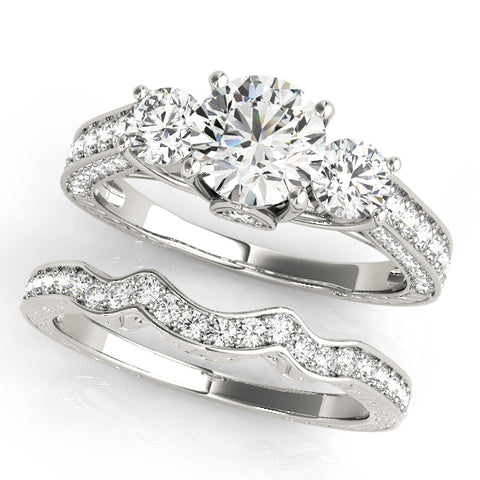 Round 3 Stone with Triple Pave Band