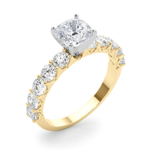 Cushion with 10 Stone Prong Set Band