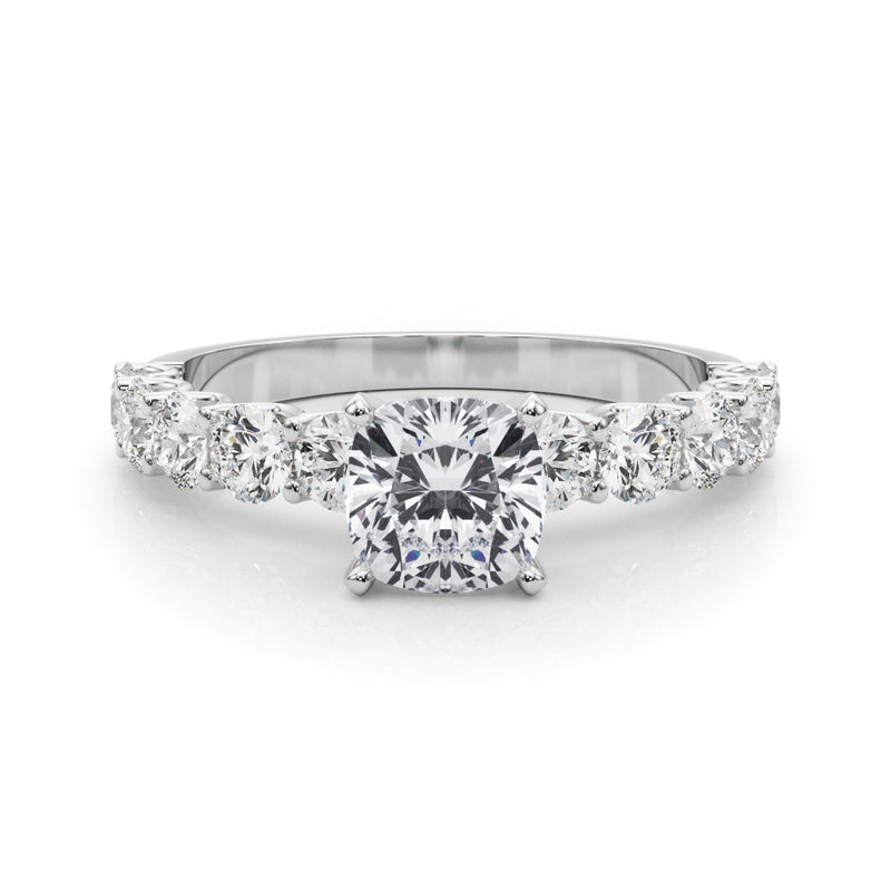 Cushion with 10 Stone Prong Set Band