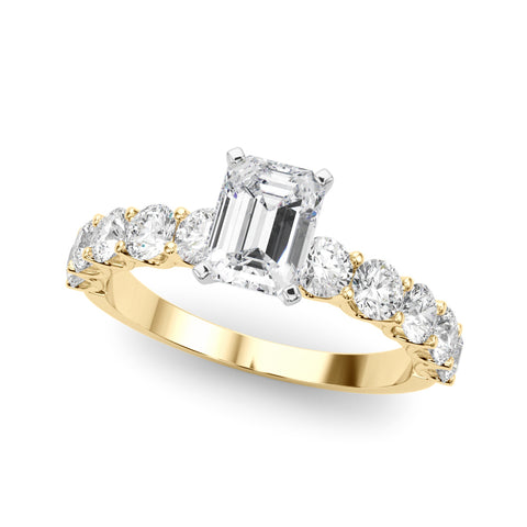 Emerald with 10 Stone Prong Set Band