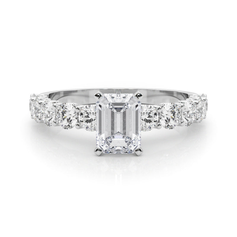 Emerald with 10 Stone Prong Set Band
