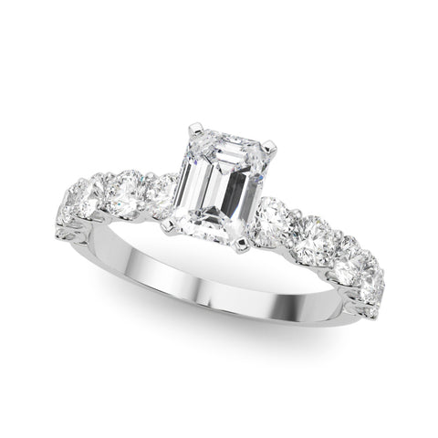 Emerald with 10 Stone Prong Set Band