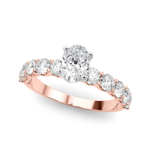 Oval with 10 Stone Prong Set Band