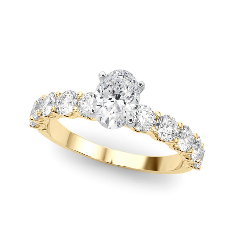Oval with 10 Stone Prong Set Band
