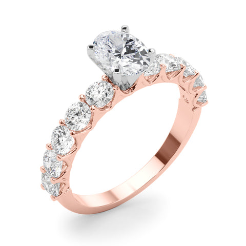 Oval with 10 Stone Prong Set Band