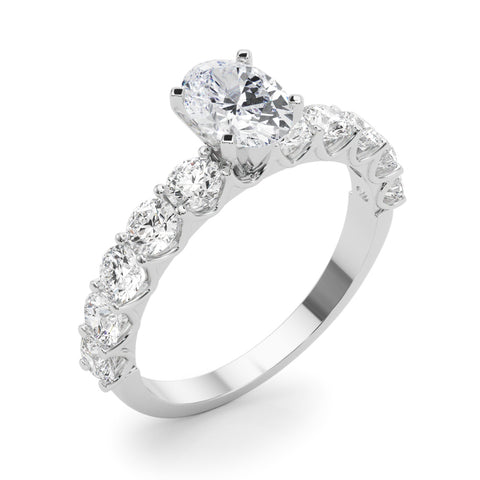 Oval with 10 Stone Prong Set Band
