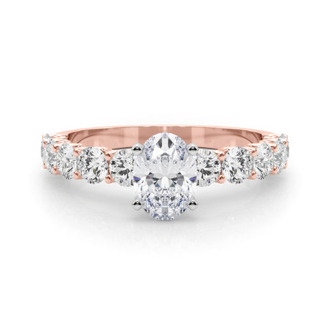 Oval with 10 Stone Prong Set Band