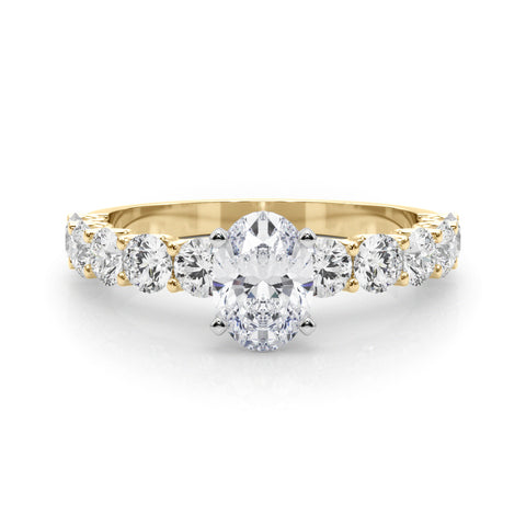 Oval with 10 Stone Prong Set Band