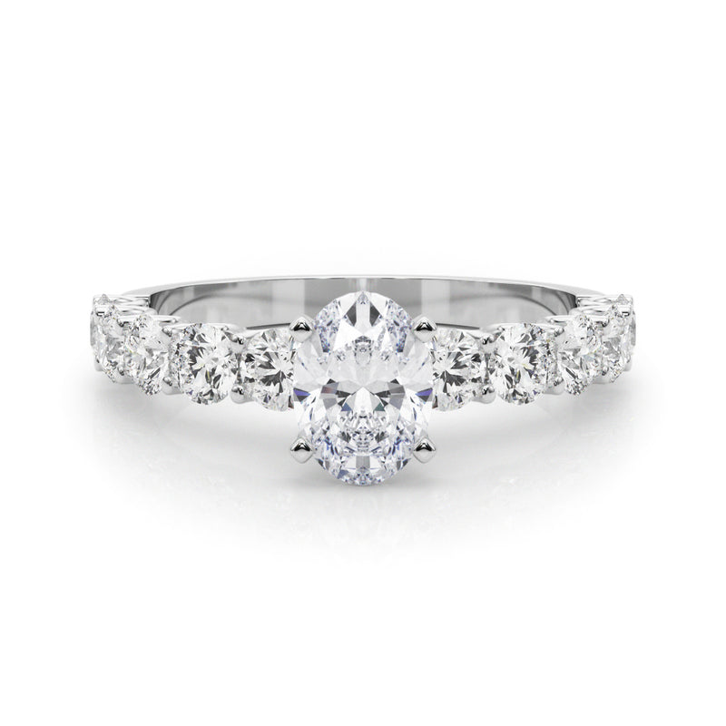 Oval with 10 Stone Prong Set Band
