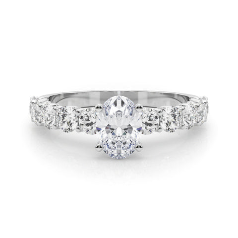 Oval with 10 Stone Prong Set Band