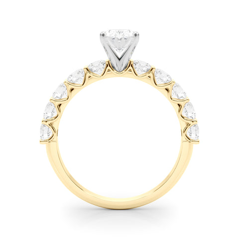 Oval with 10 Stone Prong Set Band