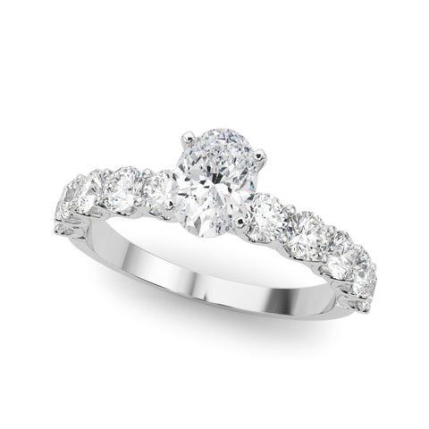 Oval with 10 Stone Prong Set Band