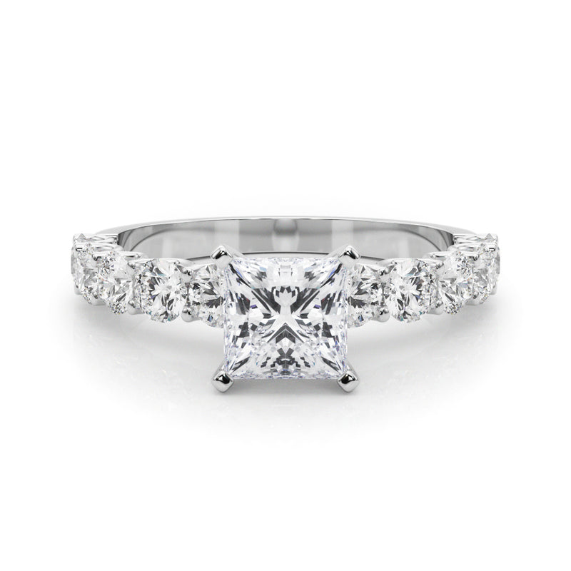 Princess with 10 Stone Prong Set Band