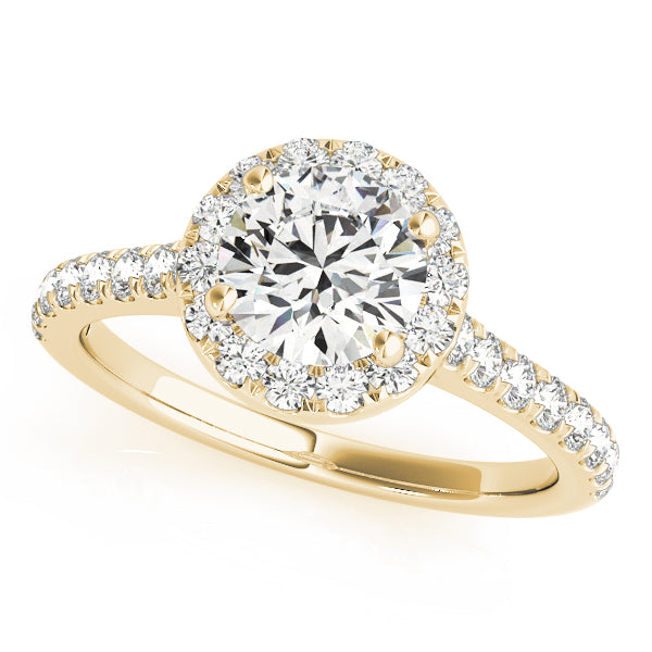 Round Halo with Hidden Accent engagement ring, lab-created moissanite or lab-grown diamond in solid 14K gold, view 5 of 9