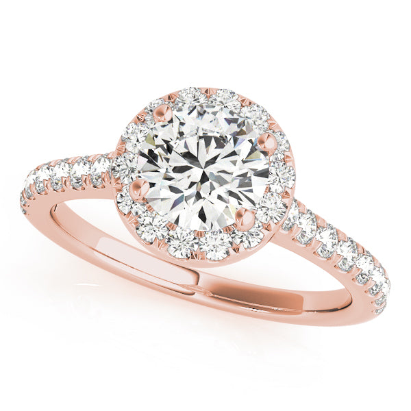 Round Halo with Hidden Accent engagement ring, lab-created moissanite or lab-grown diamond in solid 14K gold, view 7 of 9