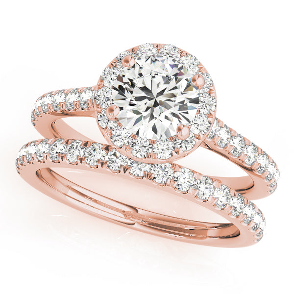 Round Halo with Hidden Accent engagement ring, lab-created moissanite or lab-grown diamond in solid 14K gold, view 9 of 9