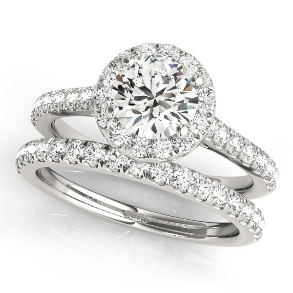 Round Halo with Hidden Accent engagement ring, lab-created moissanite or lab-grown diamond in solid 14K gold, view 3 of 9