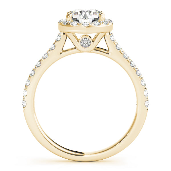 Round Halo with Hidden Accent engagement ring, lab-created moissanite or lab-grown diamond in solid 14K gold, view 4 of 9