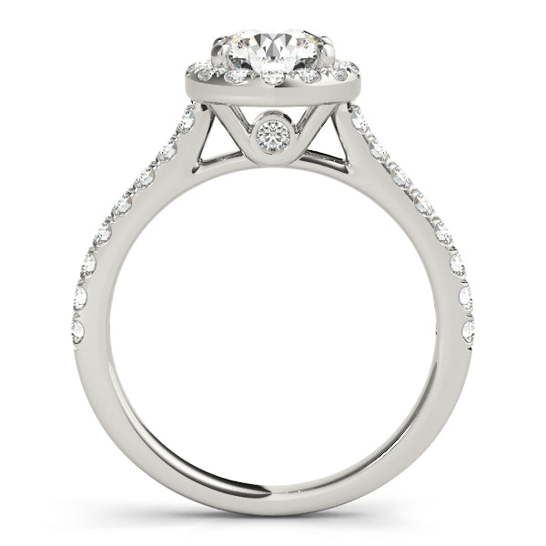 Round Halo with Hidden Accent engagement ring, lab-created moissanite or lab-grown diamond in solid 14K gold, view 2 of 9