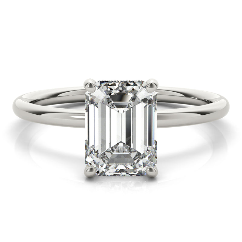 Emerald Solitaire with Hidden Halo