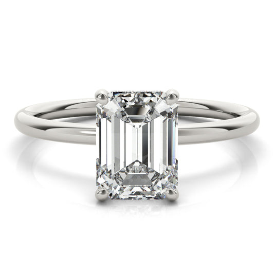 Lab Diamond Emerald Solitaire with Hidden Halo