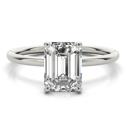 Emerald Solitaire with Hidden Halo