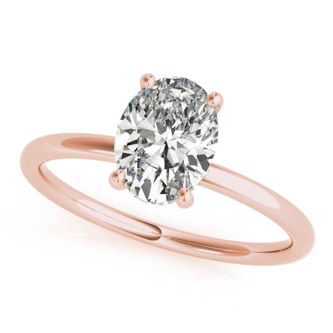 Lab Diamond Oval Solitaire with Hidden Halo