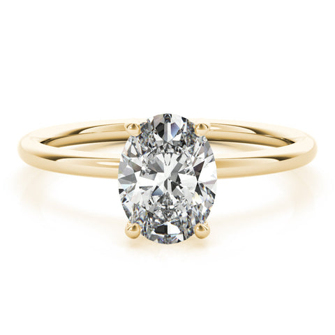 Lab Diamond Oval Solitaire with Hidden Halo