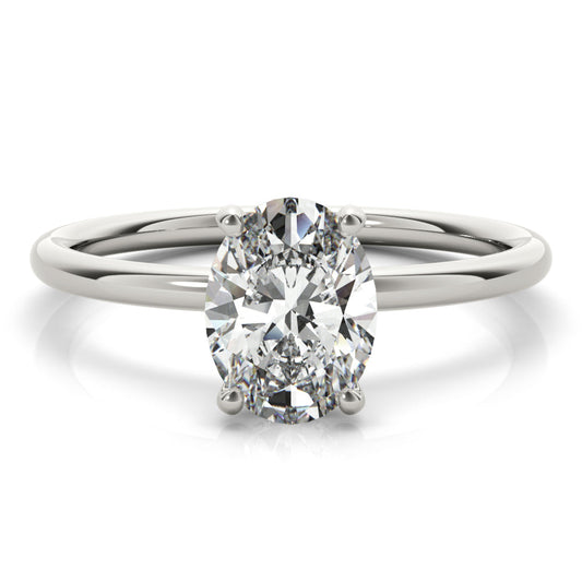 Lab Diamond Oval Solitaire with Hidden Halo
