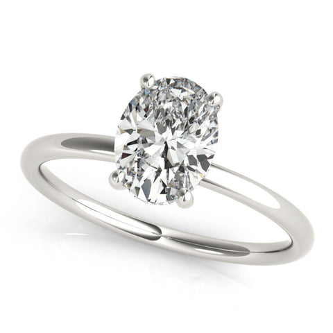 Lab Diamond Oval Solitaire with Hidden Halo