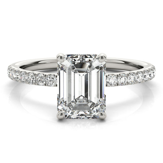 Lab Diamond Emerald Pave Hidden Halo
