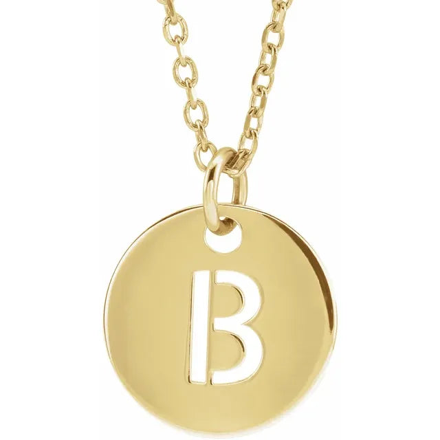 Initial Block Letter Necklace- 14K Yellow Gold