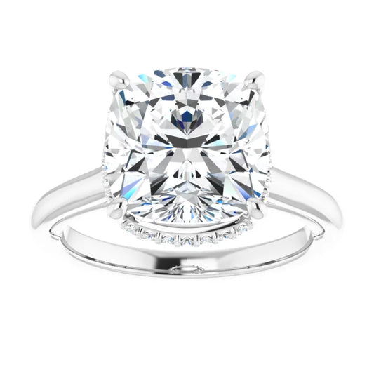 Lab Diamond Cushion Solitaire with Hidden Halo