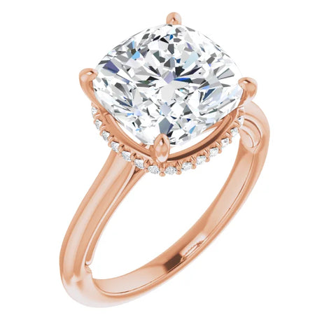 Lab Diamond Cushion Solitaire with Hidden Halo