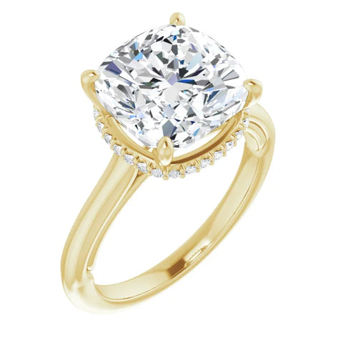 Lab Diamond Cushion Solitaire with Hidden Halo