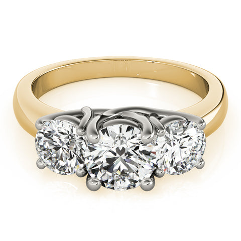 Classic Round 3 Stone Trellis Ring