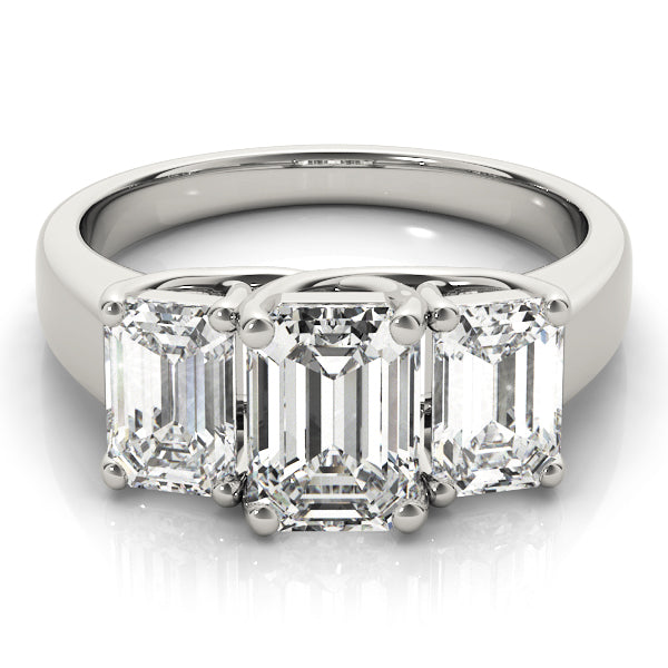 Emerald 3 Stone Trellis Ring