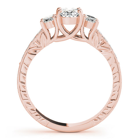 Oval 3 Stone Vintage Pave Ring