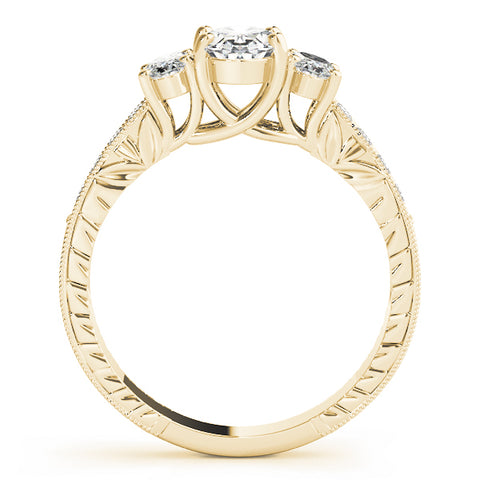 Oval 3 Stone Vintage Pave Ring