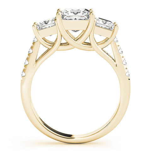 Princess 3 Stone Trellis Pave Ring