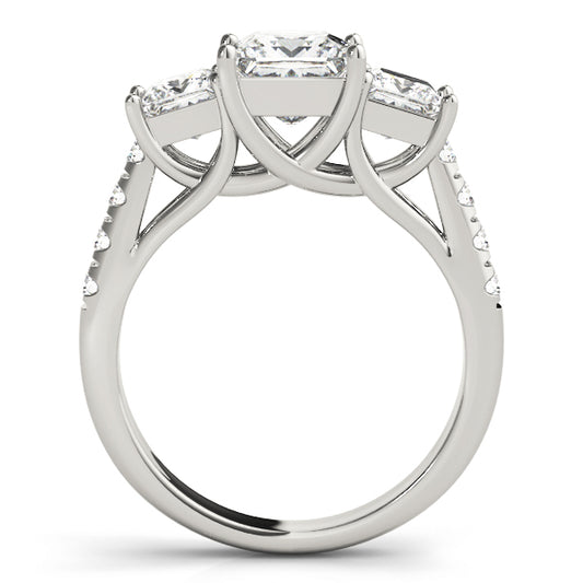 Princess 3 Stone Trellis Pave Ring